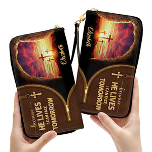 Because He Lives, I Can Face Tomorrow - Scripture Gifts For Women Of God - Personalized Clutch Purses - AT4080710