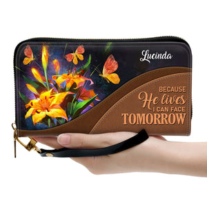 Because He Lives, I Can Face Tomorrow - Thoughtful Gift For Christians - Personalized Clutch Purses - AT4080725