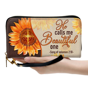 He Calls Me Beautiful One Fancy Sunflower - Thoughtful Gift For Christians - Personalized Clutch Purses - AT4080743