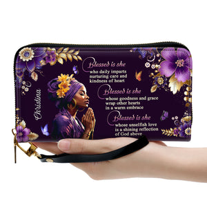 Blessed Is She - Scripture Gifts For Women Of God - Personalized Clutch Purses - AT4080956