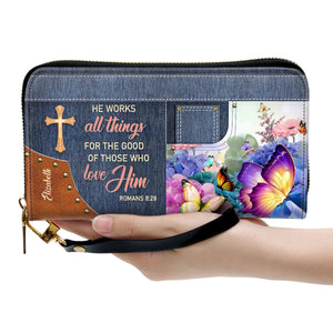 He Works All Things For The Good Of Those Who Love Him - Personalized Clutch Purses - AT4080712