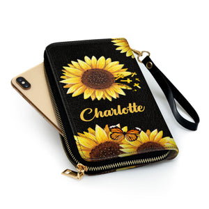 I Can Only Imagine Sunflower And Cross - Personalized Clutch Purses - AT4080914