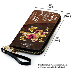 The Lord Will Fight For Me Floral Cross - Personalized Clutch Purses - AT4081438