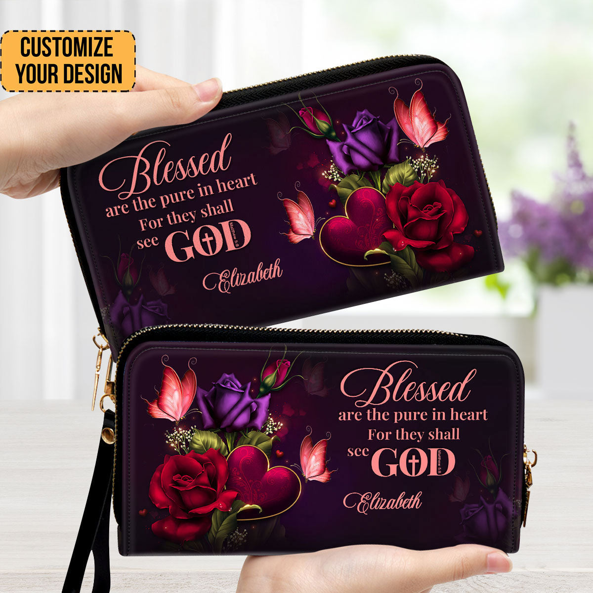 Blessed Are The Pure In Heart For They Shall See God - Awesome Personalized Clutch Purses - AT4081421