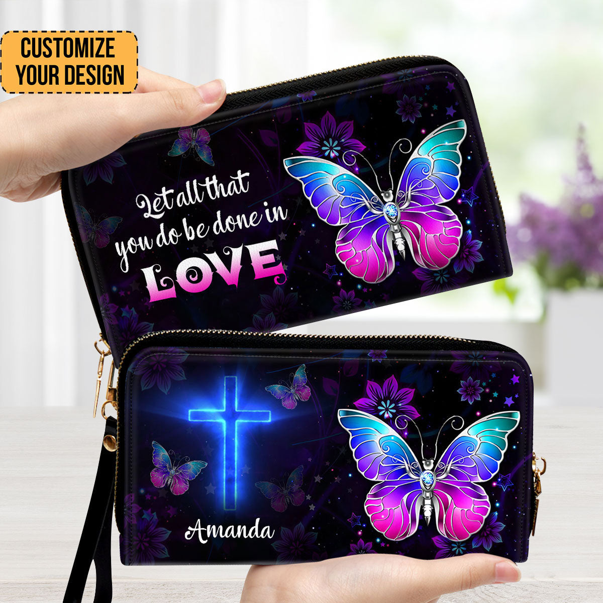 1 Corinthians 16:14 Personalized Clutch Purses - Unique Personalized Clutch Purses - AT4080837