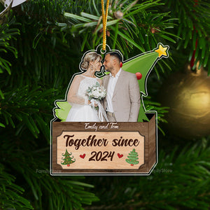 Custom Photo Christmas Couple From Our First Kiss Till Our Last Breath - Gift for Couples - Personalized Acrylic Ornament NH96