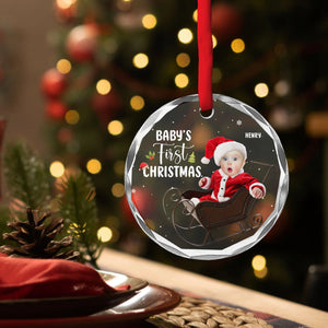 Baby 1st Christmas - Personalized Glass Ornament - Christmas Gift For Mom, Dad, Family Members NA94