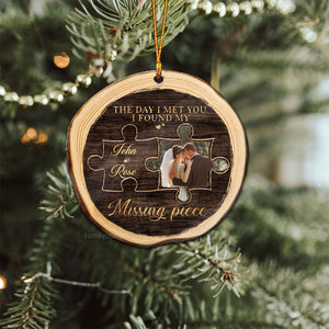 Custom Photo I Found My Missing Piece Couples - Gift for Couples - Personalized Wood Ornament NH96