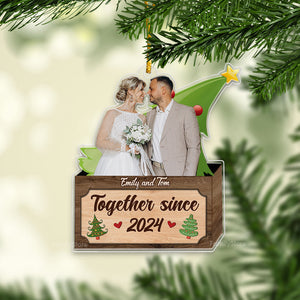 Custom Photo Christmas Couple From Our First Kiss Till Our Last Breath - Gift for Couples - Personalized Acrylic Ornament NH96