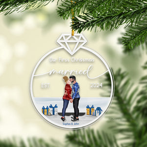 Our First Christmas Married - Gift for Couples - Personalized Acrylic Ornament - CL30 NH96