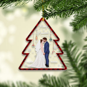 Merry & Married - Gift for Couples, Wedding - Personalized Acrylic Ornament - CL30