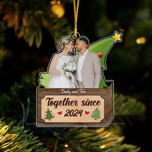 Custom Photo Christmas Couple From Our First Kiss Till Our Last Breath - Gift for Couples - Personalized Acrylic Ornament NH96