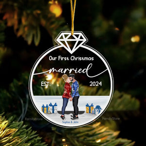 Our First Christmas Married - Gift for Couples - Personalized Acrylic Ornament - CL30 NH96