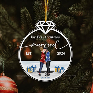 Our First Christmas Married - Gift for Couples - Personalized Acrylic Ornament - CL30 NH96