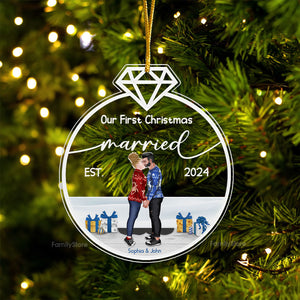 Our First Christmas Married - Gift for Couples - Personalized Acrylic Ornament - CL30 NH96