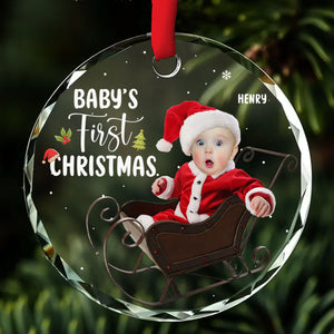 Baby 1st Christmas - Personalized Glass Ornament - Christmas Gift For Mom, Dad, Family Members NA94