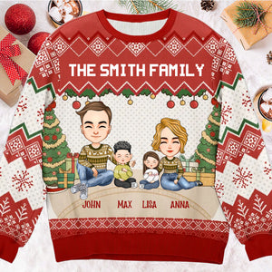 Santa Claus Brings Us Gifts On Christmas - Gift For Family Member  - Personalized Ugly Sweatshirt  NA94 CL33