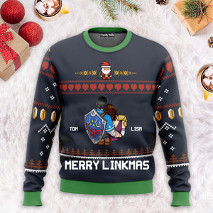 Merry Linkmas Christmas Zelda - Personalized Ugly Sweatshirt - Gift For Couple, Husband Wife, AnniversaryCL32