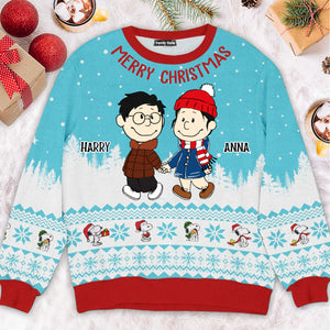 Peanuts Merry Christmas, Happy Holidays - Personalized Ugly Sweatshirt - Gift For Couple, Husband Wife, Anniversary CL43 NH96