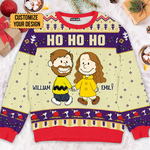 Peanuts Hohoho Merry Christmas - Personalized Ugly Sweatshirt - Gift For Couple, Husband Wife, Anniversary, Engagement CL43 NH96