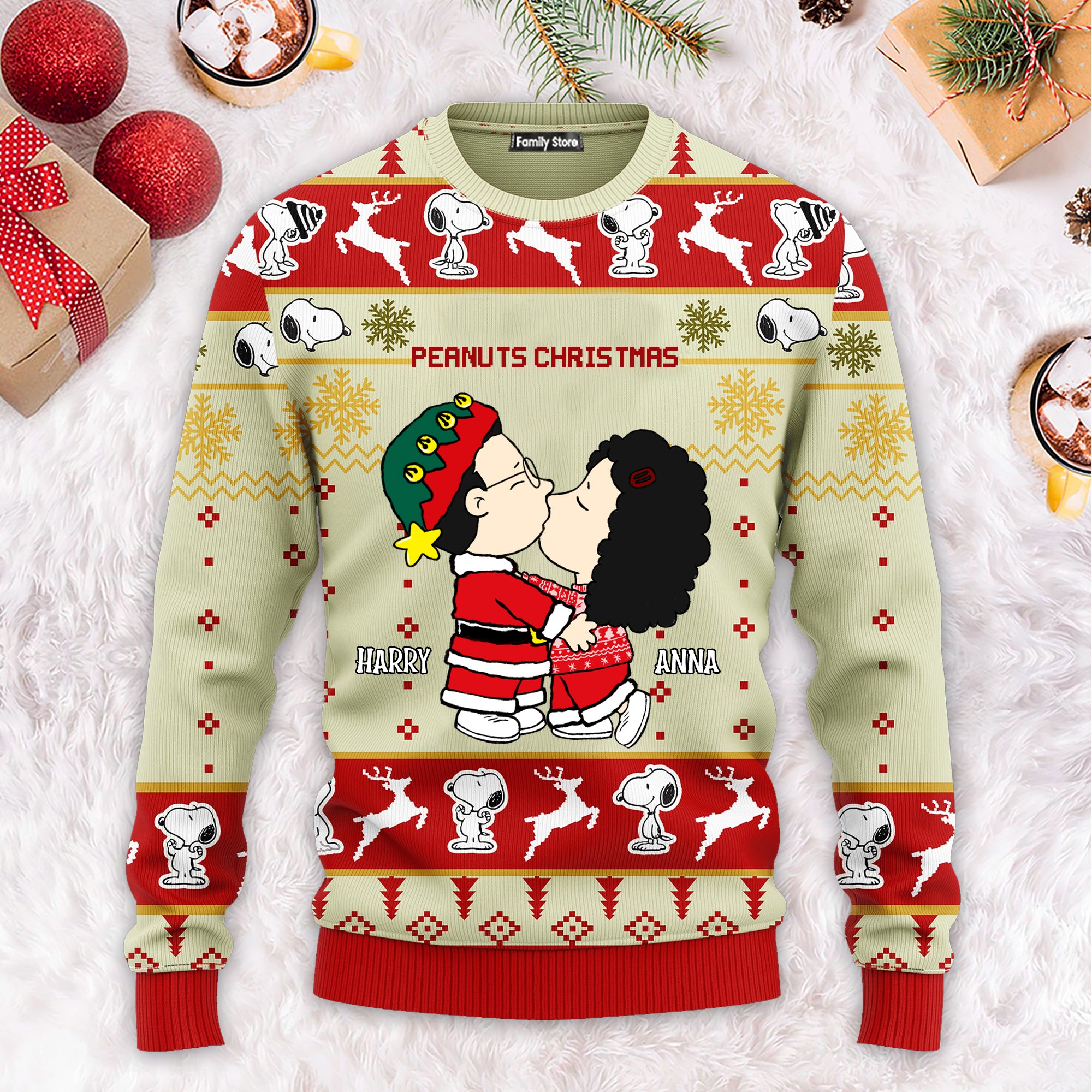 Snoopopy Peanuts Christmas - Personalized Ugly Sweatshirt - Gift For Couple, Husband Wife, Anniversary, CL45 NH96