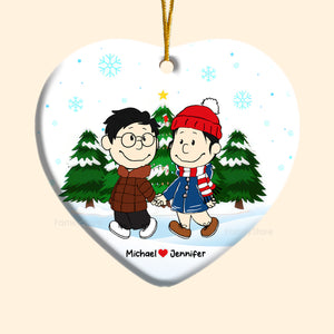 Peanuts Christmas Couple  - Personalized Ceramic Ornament - Gift For Couple, Husband Wife, Anniversary, Engagement, Wedding, Marriage Gift - CL43 NH96