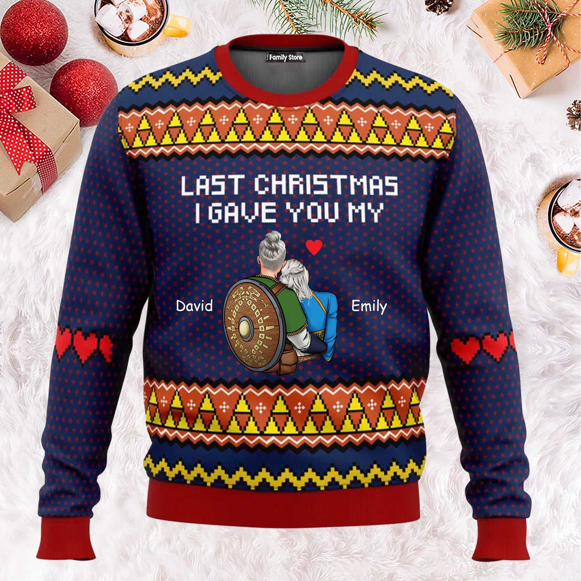 Last Christmas I Gave You My Heart Zelda - Personalized Ugly Sweatshirt - Gift For Couple, Husband Wife, AnniversaryCL32 NH96