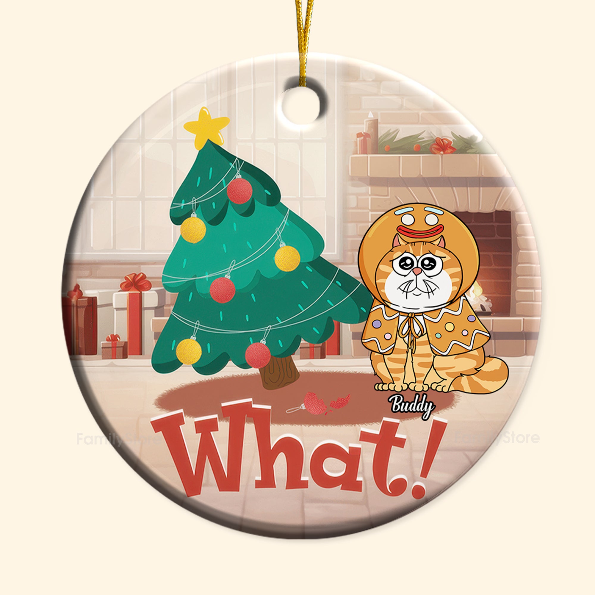 Knocked Down The Christmas Tree - Gift For Cat Lover, Pet Lovers - Personalized Ceramic Ornament - CLP03 NH96