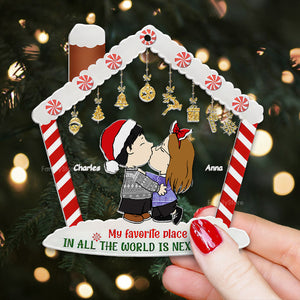 My Favorite Place In All The World Is Next To You Peanuts - Personalized Acrylic Ornament - Gift For Couple, Husband Wife, Anniversary, Engagement, Wedding, Marriage Gift CL45 NH96