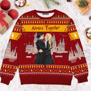 Always Together Harry Potter - Personalized Ugly Sweatshirt - Gift For Couple, Husband Wife, Anniversary, Engagement, Wedding, Marriage Gift CL20 NH96