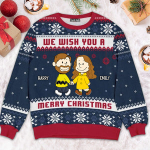 Peanuts We Wish You A Merry Christmas - Personalized Ugly Sweatshirt - Gift For Couple, Husband Wife, Anniversary CL43 NH96