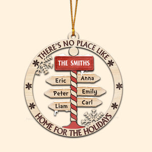 There Is No Place Like Home For The Holidays - Gift For Family - Personalized Wood Ornament - NA94