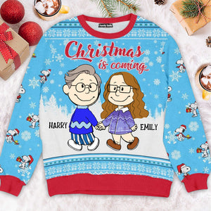 Peanuts Christmas Is Coming - Personalized Ugly Sweatshirt - Gift For Couple, Husband Wife, Anniversary CL43 NH96