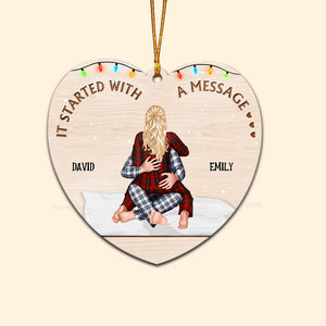 It Started With A Message - Gift for Couples - Personalized Wood Ornament - CL28 NH96