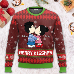 Lovely Merry Kissmas Peanuts - Personalized Ugly Sweatshirt - Gift For Couple, Husband Wife, Anniversary CL45