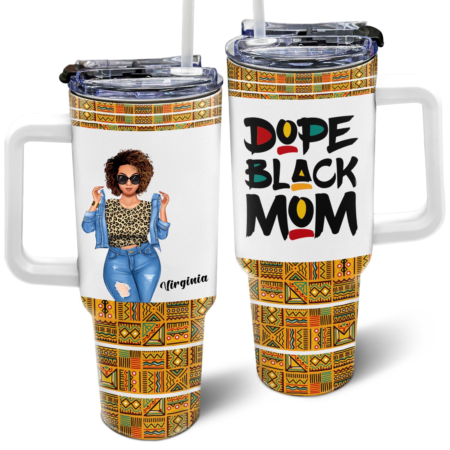 Dope Black Mom - Personalized 40oz Tumbler - Gift For Mom, Black Women, African Americans | GR3