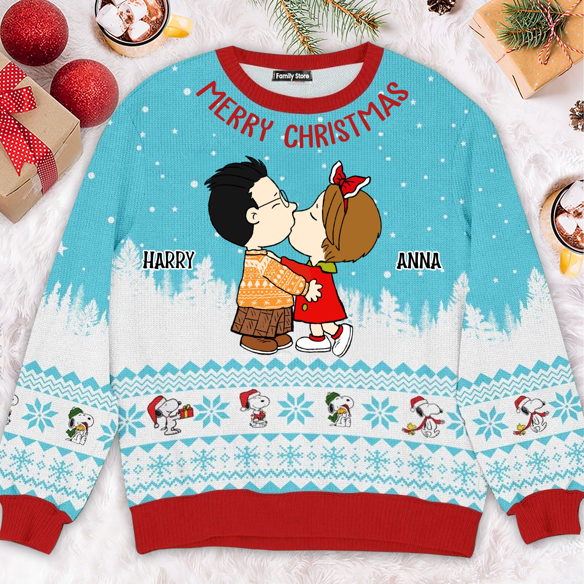 Peanuts Snoopopy Merry Christmas, Happy Holidays - Gift For Couples - Personalized Ugly Sweatshirt - CL45 NH96