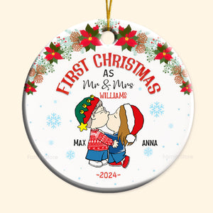 Peanuts First Chrisimas As Mr & Mrs - Gift For Couples - Personalized Ceramic Ornament - CL45 NH96