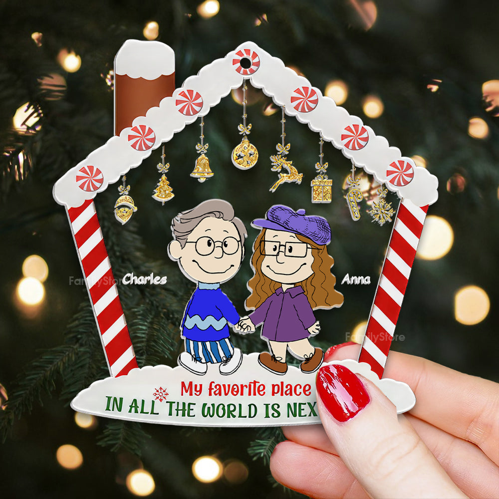 My Favorite Place In All The World Is Next To You Peanuts - Personalized Acrylic Ornament - Gift For Couple, Husband Wife, Anniversary, Engagement, Wedding, Marriage Gift CL43 NH96