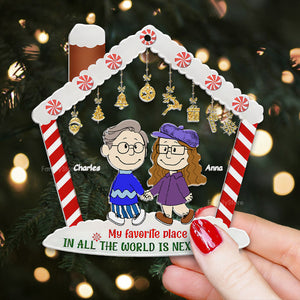 My Favorite Place In All The World Is Next To You Peanuts - Personalized Acrylic Ornament - Gift For Couple, Husband Wife, Anniversary, Engagement, Wedding, Marriage Gift CL43 NH96