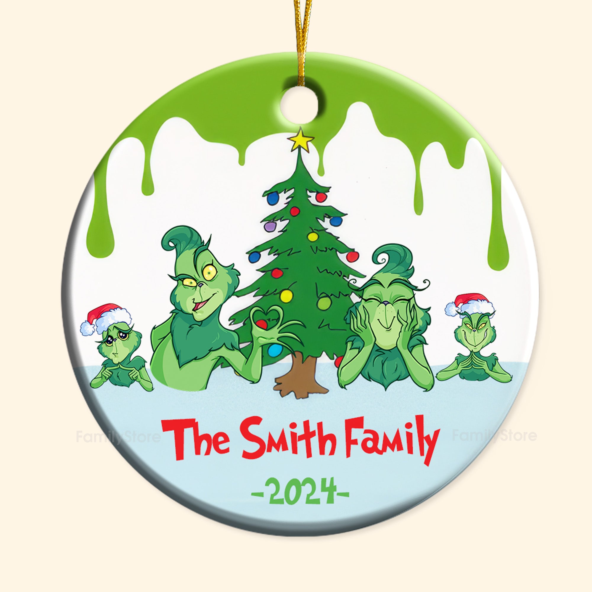 Merry Grinchmas The Green Monster Stolen The Christmas - Gift For Family - Personalized Ceramic Ornament - CL27 NA94