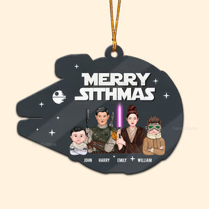 Merry Christmas Star War Family - Personalized Wood Ornament - Gift For Family Members - CL46 NA94