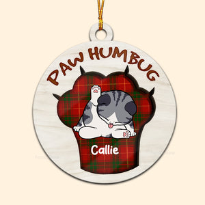 Christmas Paw Humbug - Personalized Wood Ornament - Gift For Cat Lover, Cat Mom, Cat Dad - CLP10 NA94