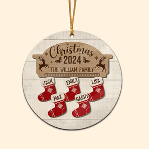 There Are Some Gifts In The Socks - Gift For Family - Personalized Wood Ornament - NA94