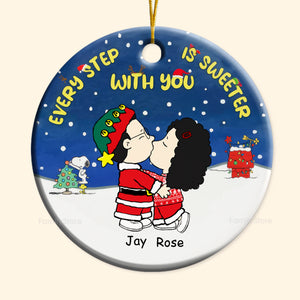 Peanuts Every Step Is Sweeter With You - Personalized Ceramic Ornament - Gift For Couple, Husband Wife, Anniversary, Engagement, Wedding, Marriage Gift - CL45 NH96