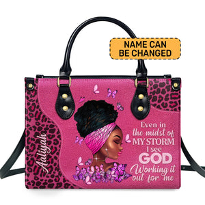 I See God Working It For Me - Personalized Leather Handbag - Gift For Best Friends, Family Members, Coworkers, Yourself