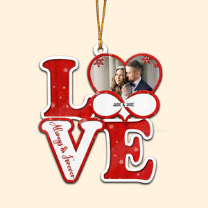 Custom Photo Love Forever - Gift for Couples - Personalized Wood Ornament NH96