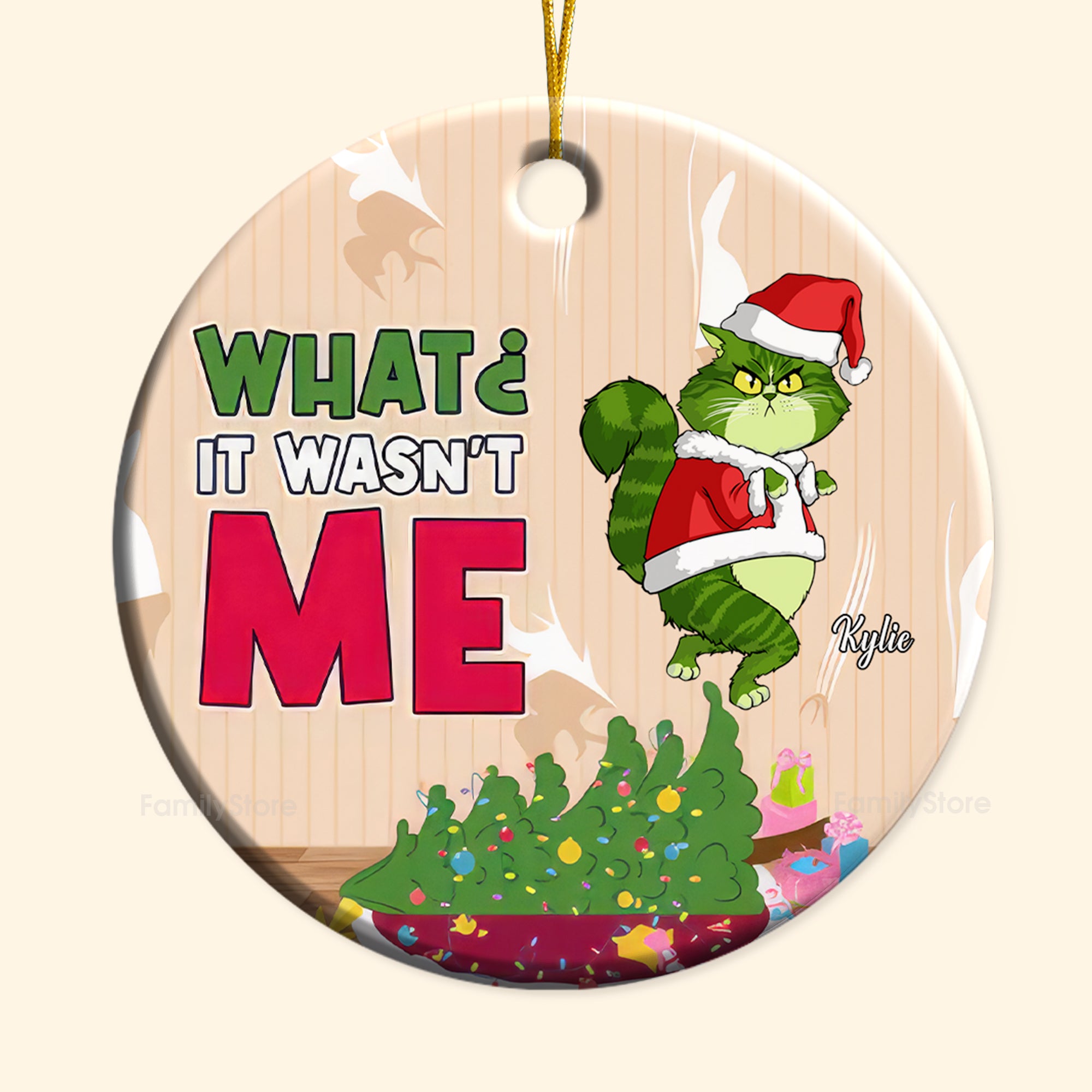 It Wasn't Me Grinch Cats- Gift For Cat Lover, Pet Lovers - Personalized Ceramic Ornament - CL16 NH96