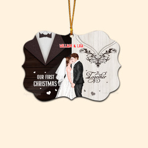 Our First Christmas - Gift for Couples, Wedding - Personalized Wood Ornament - CL30 NH96