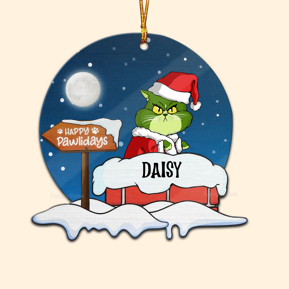 Grinch Meowy Christmas - Gift For Cat Lover, Pet Lovers - Personalized Wood Ornament - CL16 NH96